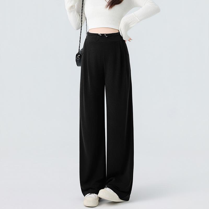 High-Quality Cupro Wide-Leg Drawstring Maternity Pants - High-Waist, Loose Fit L