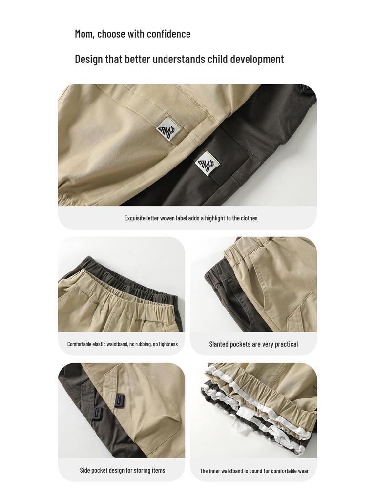 Spring 2026 Trendy European Boys' Long Workwear Pants for Kids and Toddlers