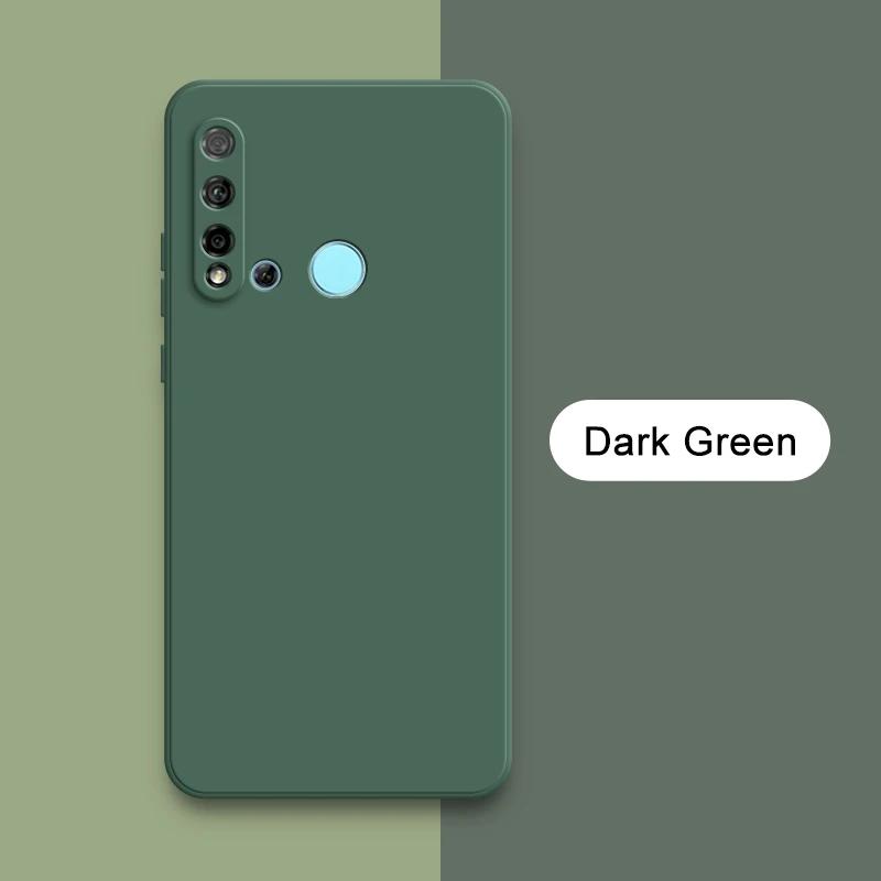 

Квадратный жидкий силиконовый чехол для телефона Huawei Nova 3 3i 3e 4 4e 5 5e 5T 5i Pro 5z защитная камера 360 противоударный чехол-сумка Nova 5T темно-зеленого