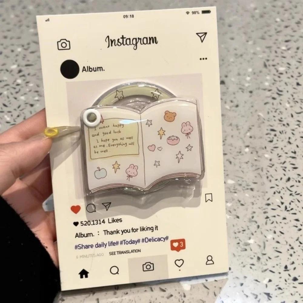 

Korean Cute 3D Book Makeup Mirror For Magsafe Griptok Holder Phone Finger Ring Stand Support For Iphone 16 Girl Bracket Set