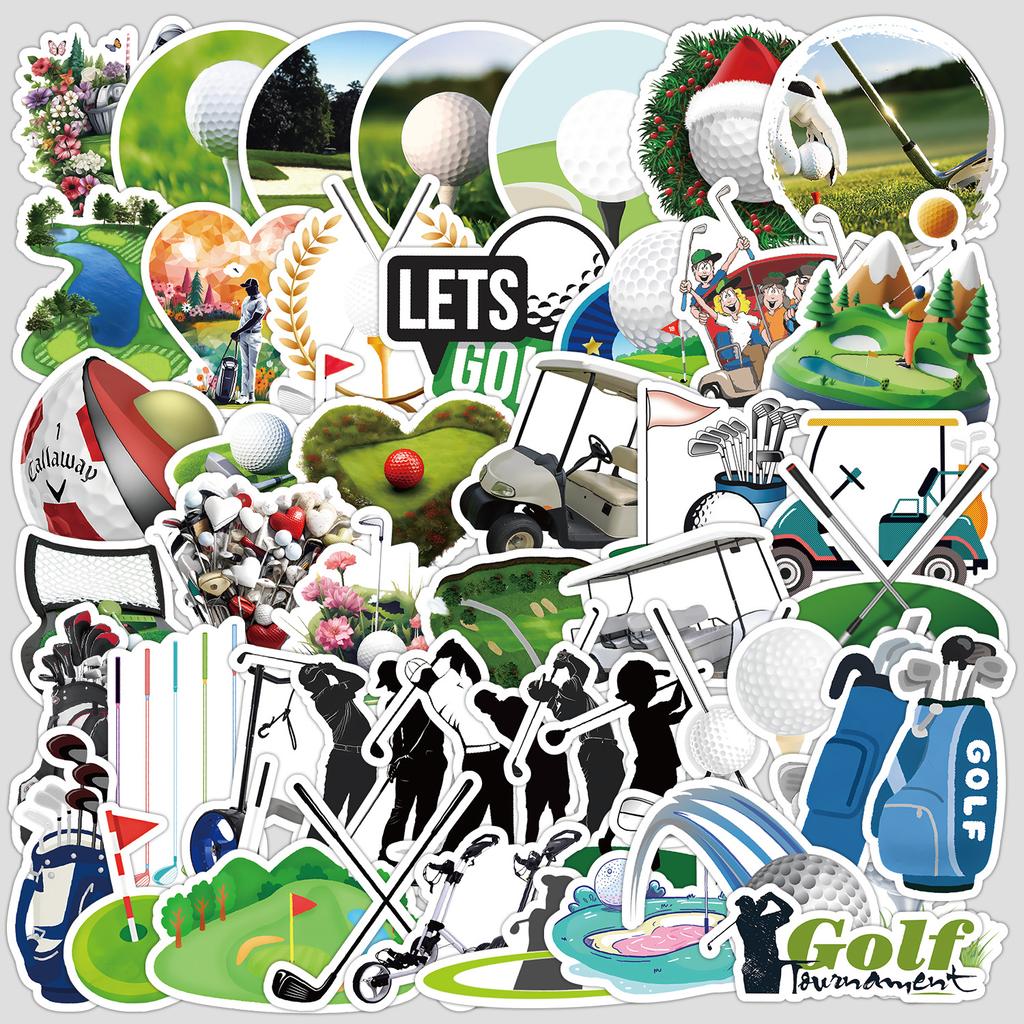 50 Pieces of Golf Sports Ball Graffiti Stickers for Mobile Phones and Computers, Waterproof Decorative Stickers, Creative Golf Stickers