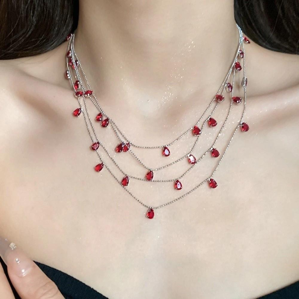 Multi Layer Water Drop Shining Choker Light Luxury Rhinestone Jewelry Banquet