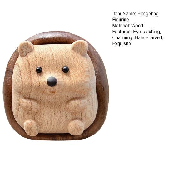 Ručně vyřezávaná figurka ježka Miniaturní dřevěná soška lesního zvířete Rustikální sběratelská socha ježka pro dekoraci obývacího pokoje, domácího stolu, police