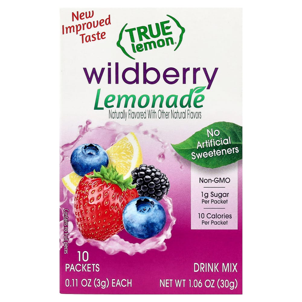 True Citrus True Lemon Wildberry Lemonade Drink Mix, 10 Packs (3g Each)
