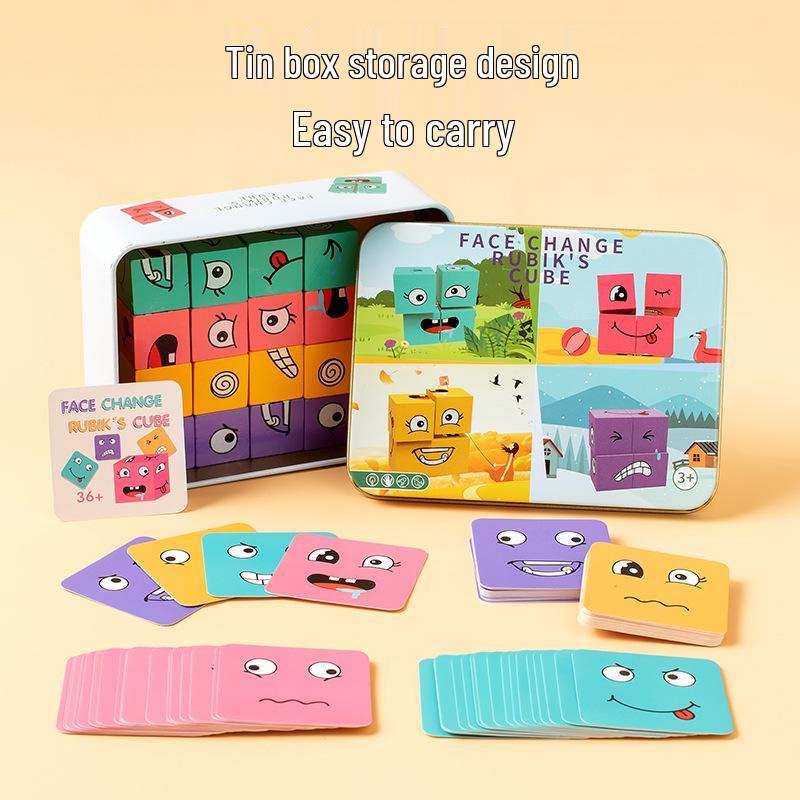 Face-Changing Smiley Rubik's Cube: Fun Educational Puzzle Toy for Kids to Enhance Logical Thinking