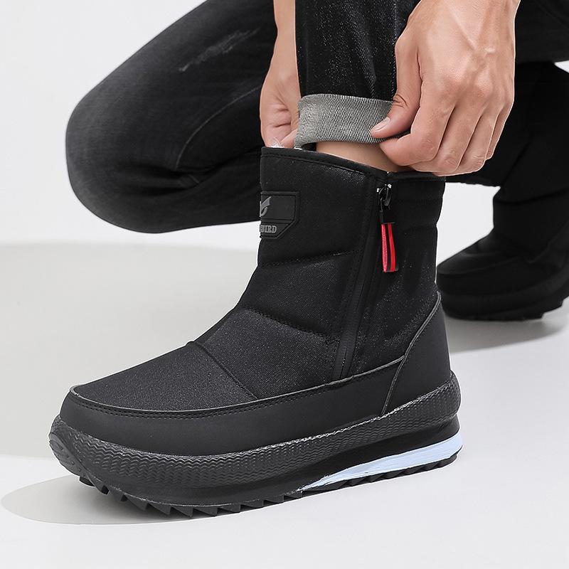 Men's Large Size Waterproof Winter Snow Boots with Thickened Velvet Lining for Warmth and Comfort