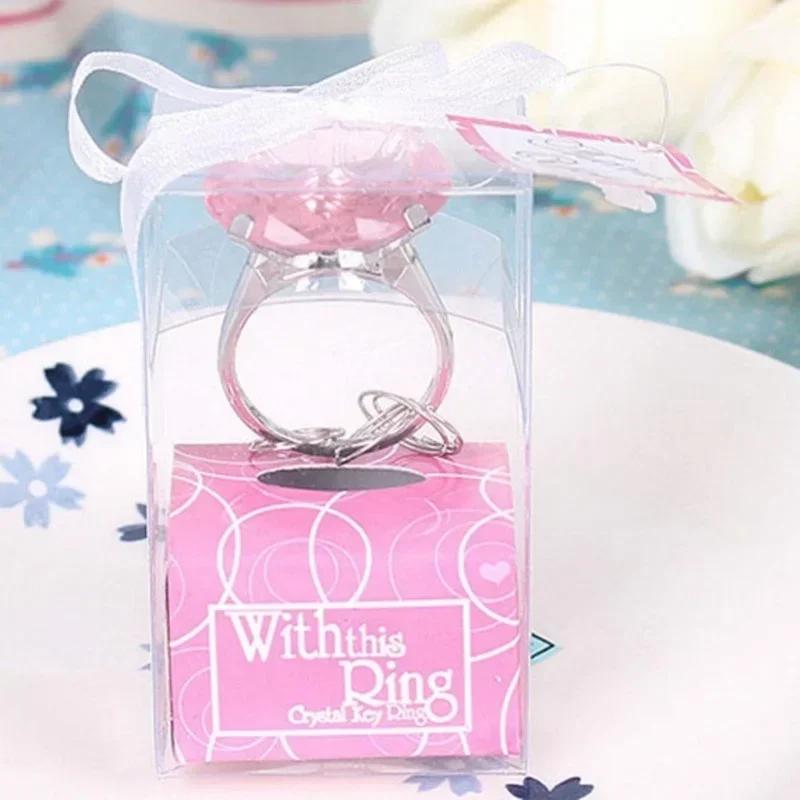 Fashion Accessories Small Gifts Party Favors Wedding Gifts Diamond Ring Shape Keychain Key Accessories Wedding Gifts for Guest