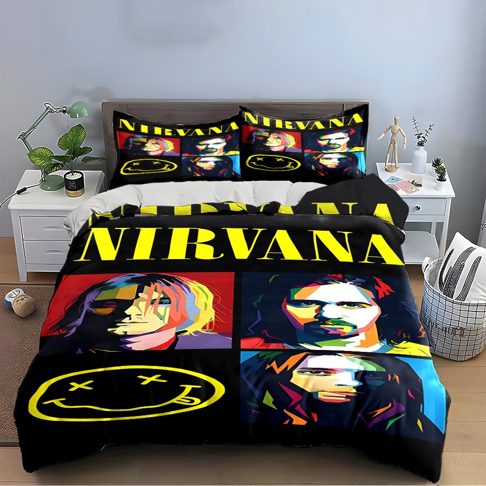 Nirvana Band Art Bedding Set 3-Piece Bedding set (1 duvet cover, 2 pillowcases, duvet not included)