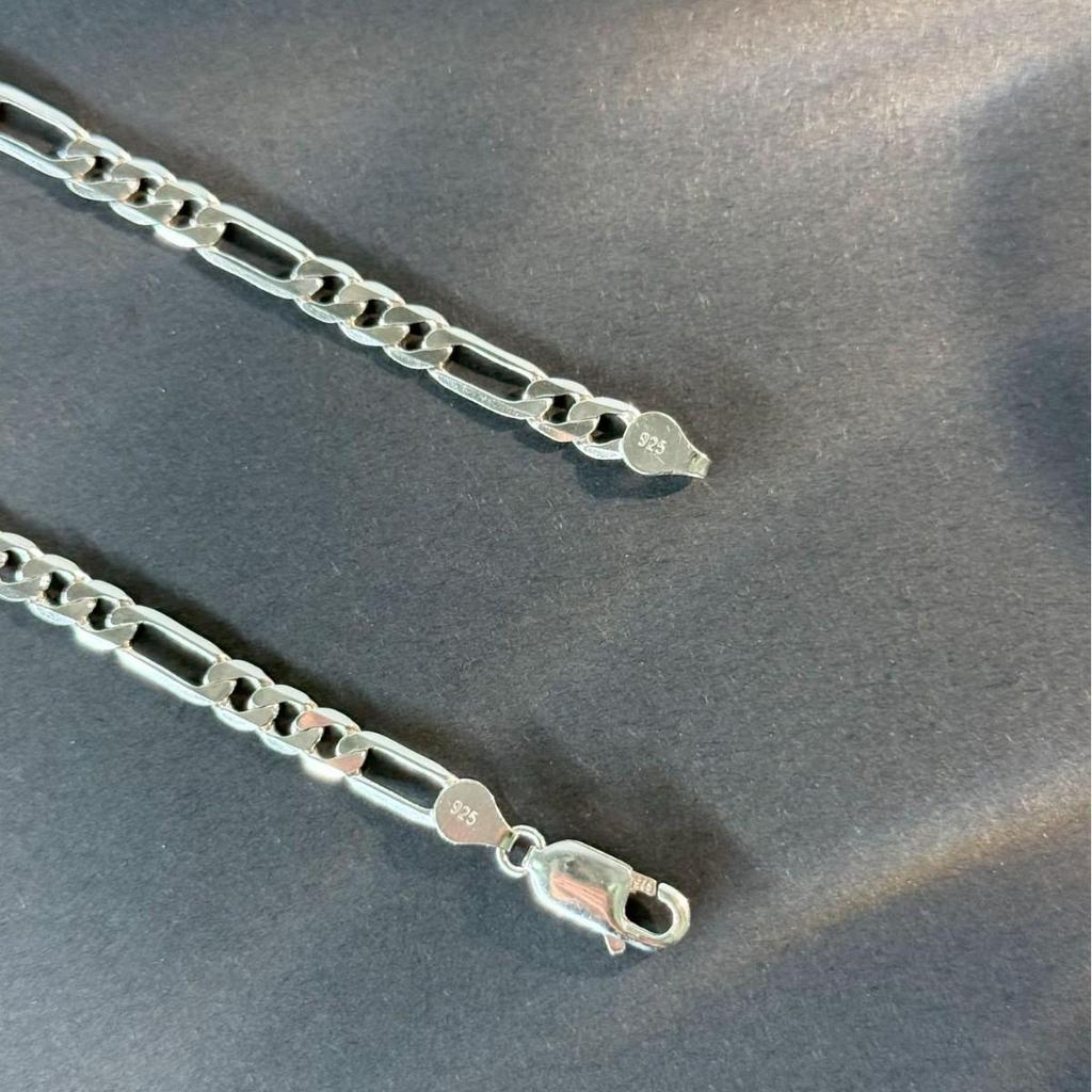Men's 5mm Thickened S925 Sterling Silver Figaro Chain Necklace - Hip Hop Style Cuban Sweater Chain Accessory