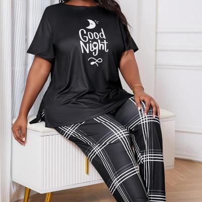 Women's Pajamas Women's Summer Loose Comfort Print Short Sleeve Trousers Pajamas Set