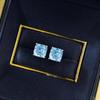 2025 Sea Blue Pagoda Simulated Diamond Stud Earrings in 925 Silver