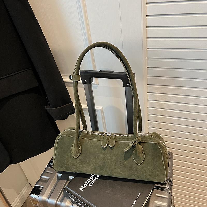 Bolsa feminina retro francesa de camurça premium fosca nova 2025 bolsa de axila bolsa de bastão de lei bolsa de ombro