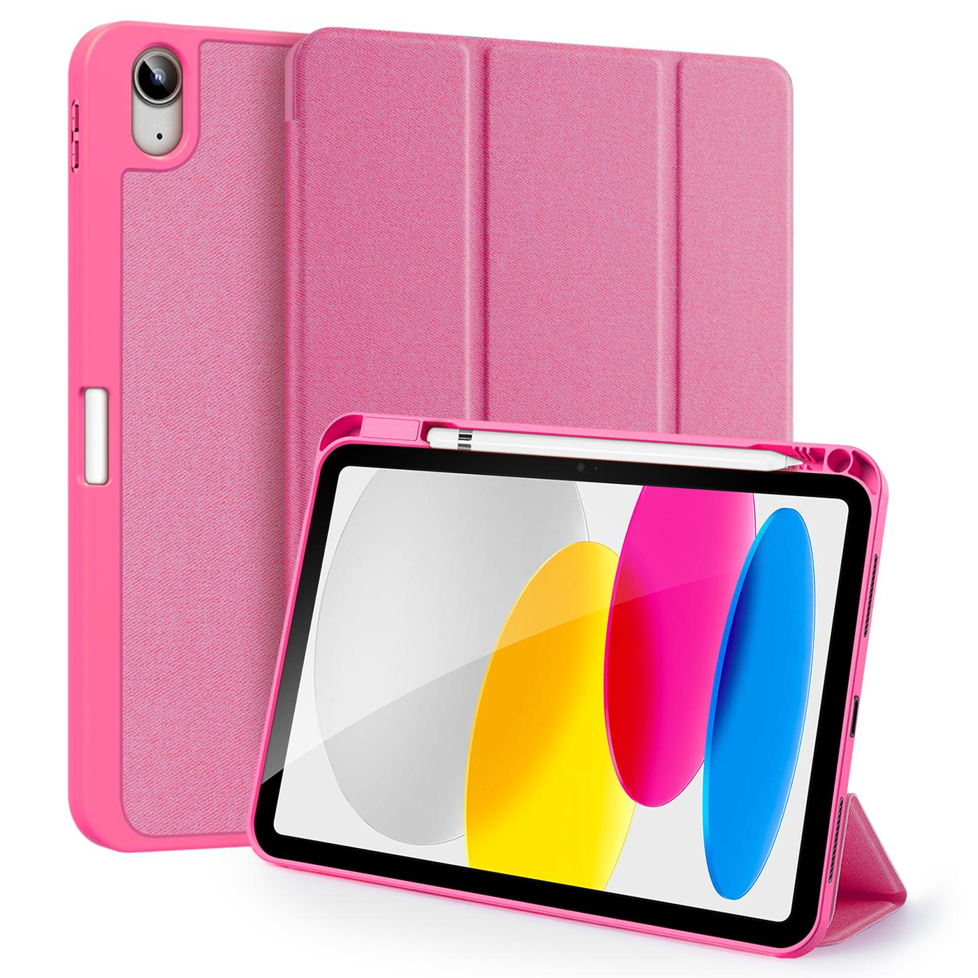 

DUX DUCIS Domo Series for iPad (2025)/10.9 (2022) Case Tri-Fold Stand Leather Cover Auto Wake/Sleep Rose