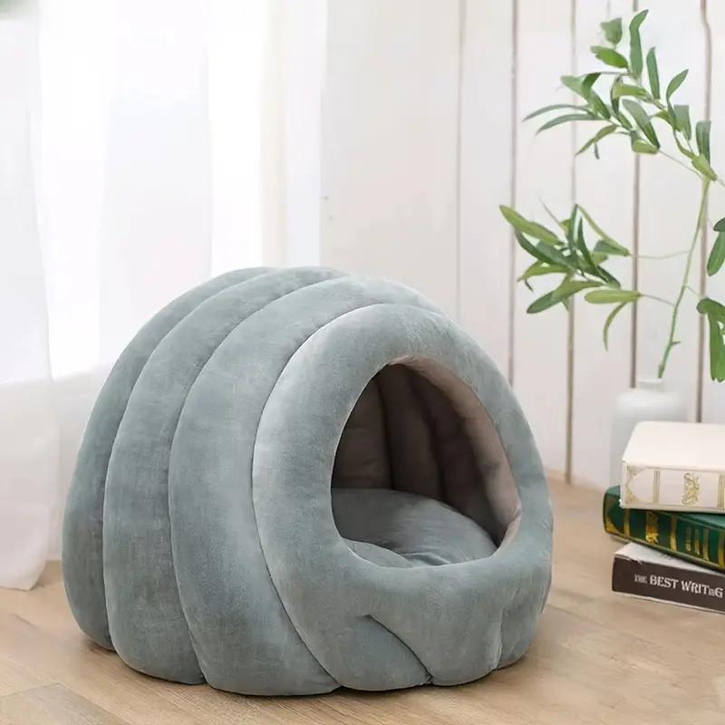 

NEW Thickened Plush Large Winter Warm Pet Bed for Cats & Small Dogs ,Secure Enclosed Design Indoor/Outdoor Use,Plush Cat s House L синій