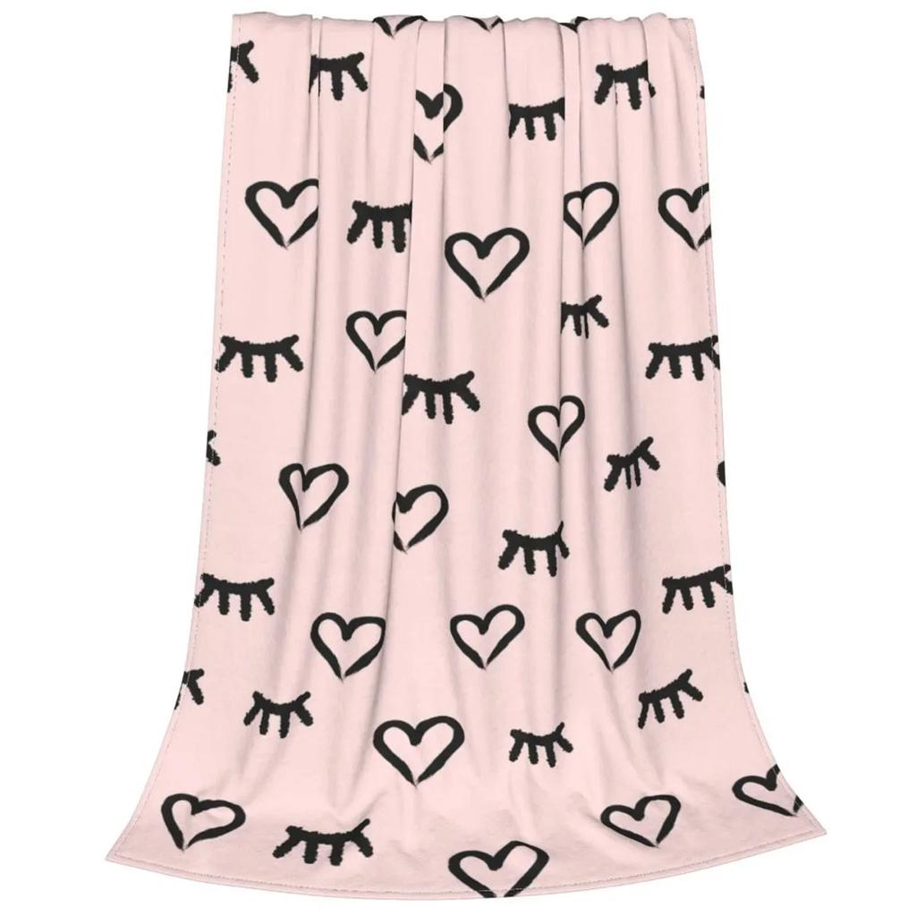 Cute Closed Eyes Plush Blanket Cartoon Beauty Eyelash Funny Throw Blanket Flannel Warm Soft for Home Hotel Sofa 125*100cm
