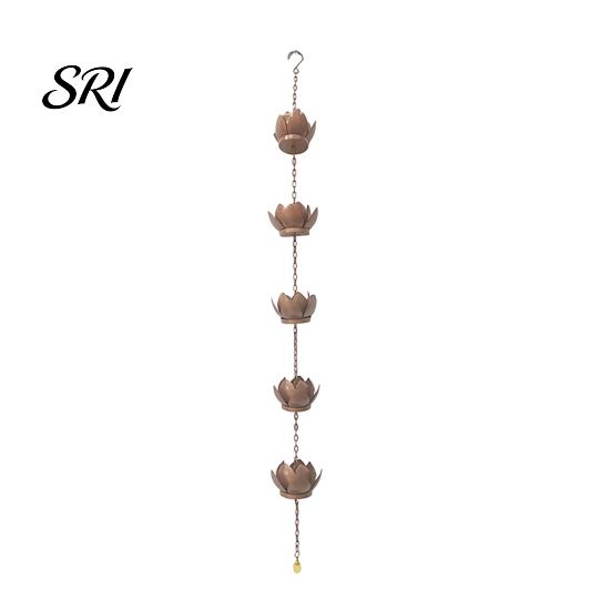 Heavy Duty Rain Chain Outdoor Lotus Metal Garden Hanging Easy to Hang Catcher Cups Outside Gutters Downspouts Replacement Decorative Iron