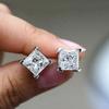 Classic Square Crystal Cubic Zirconia Stud Earrings Accessories for Women Temperament Sweet Earrings Ear Piercing Jewelry
