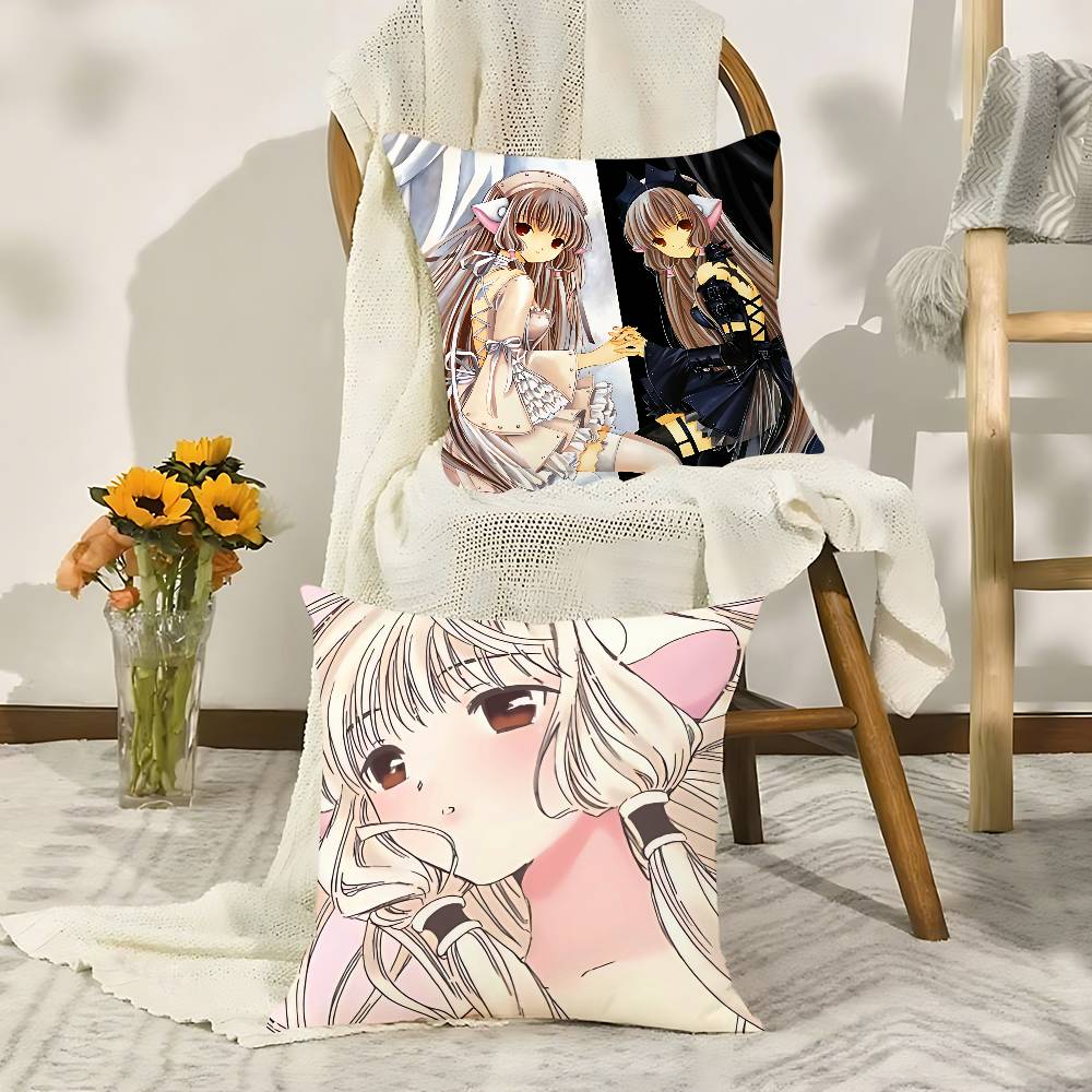 Cute Anime C-Chobits Kawaii Throw Pillow Covers Pattern Cushion Cover Suitable For Sofa Bedroom Car Pillow Cover