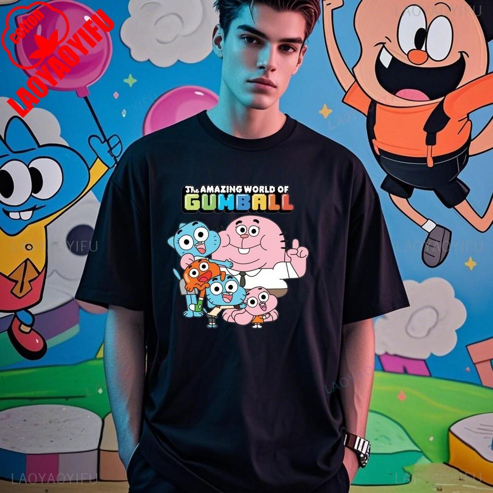 The Amazing World of Gumball Gumball and Darwin Summer Unisex Loose Harajuku Breathable Camisetas High Quality Loose T Shirt