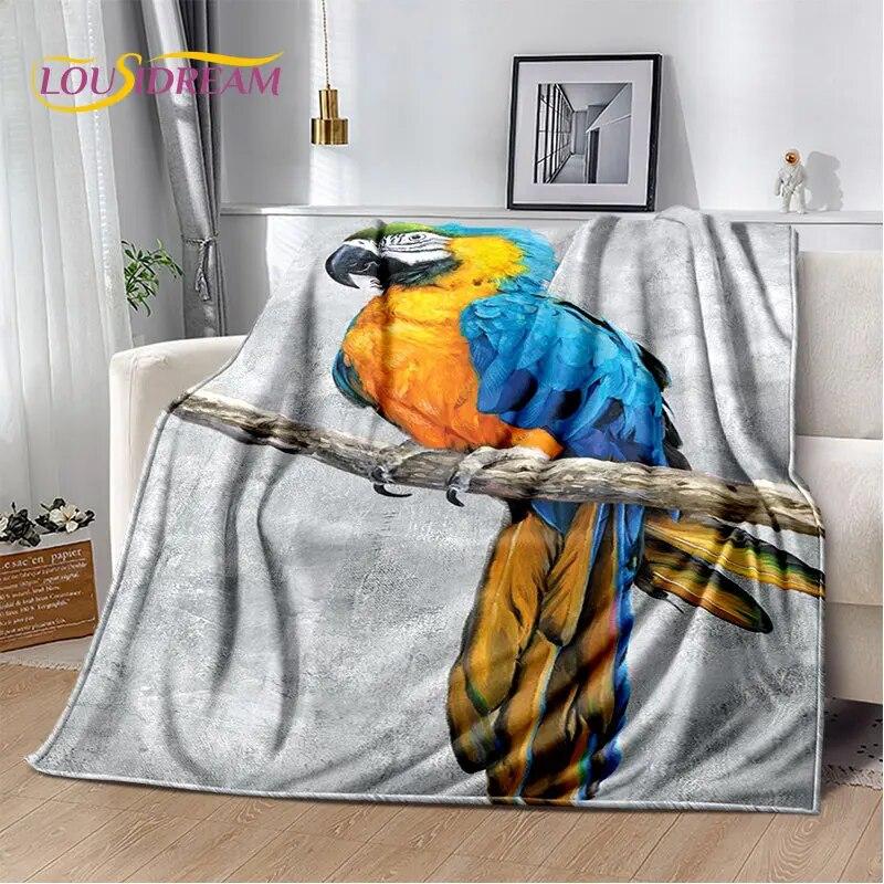 Macaws Colorful Birds Parrot Soft Plush Blanket,Flannel Blanket Throw Blanket for Living Room Bedroom Bed Sofa Picnic Cover Kids