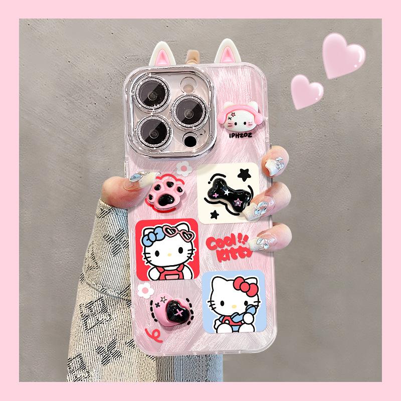 Cat claw kt cat doll for apple 16 feather yarn mobile phone case 15promax cute 17 cartoon 13 premium sense 14