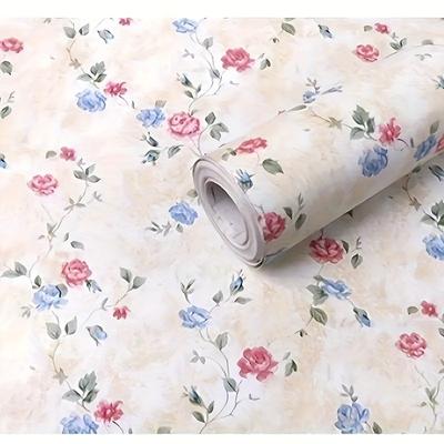 1 Roll 17.7*393.7in Self-adhesive Wallpaper with Floral Patterns On The Roadside Peeled and Pasted, Waterproof and Movable Living Room Kitchen