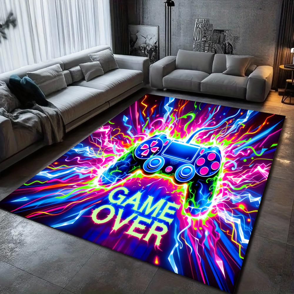 Neon Gamer Graffiti Carpet Waterproof Gaming Room Floor Mat Living Room Bedroom Aesthetic Decor Non Slip Home Rug