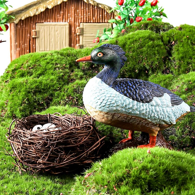 Oenux Simulation Cute Poultry Farm Animals Model Mandarin Duck Goose Swan Hen  Action Figures PVC Miniature Toy Gift For Kids
