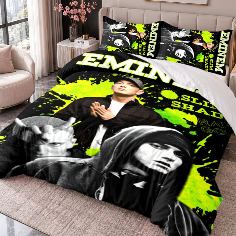 Eminem 3Pcs Bedding Set Duvet Cover With Two Pillowcases For Bedroom Home Decoration