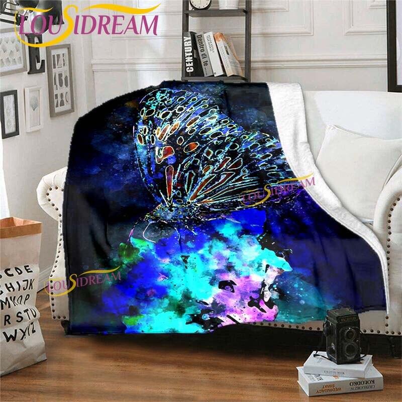 Cobertor de borboleta para sofá, colcha, viagem, saída de ar, cobertor de flanela