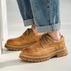 Spring new products men's leather shoes pigskin British retro low-top thick-soled heightening non-slip casual tooling shoes men's versatile