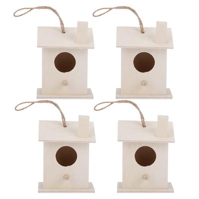 4 Pezzi Innovativa Casa per Uccelli in Legno da Appendere Ornamenti per Nidi Decorazione Giardino Esterno