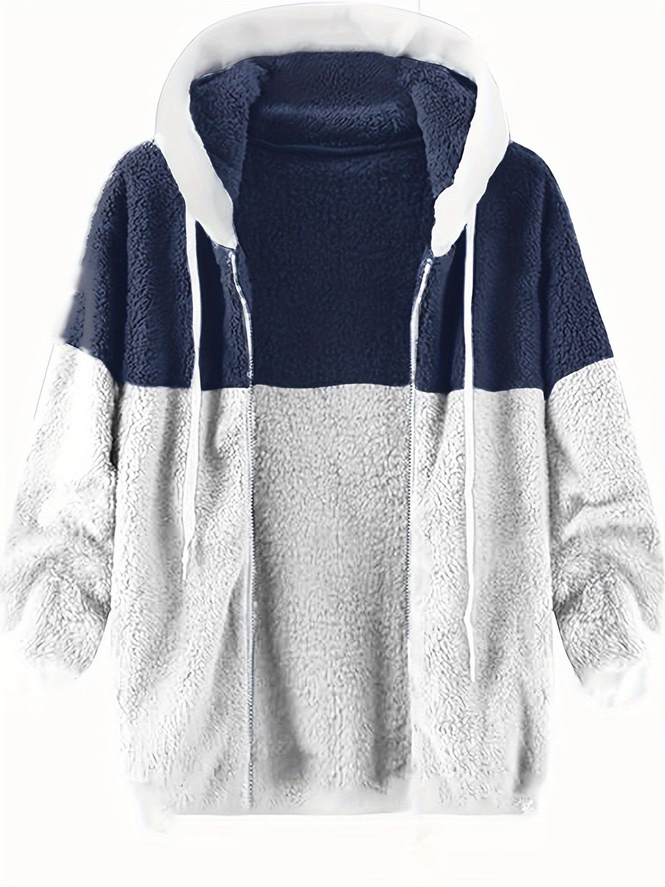 

Men s Reversible Fleece Jacket - Winter & Autumn Hooded Casual Jacket 2XL темно-синього кольору