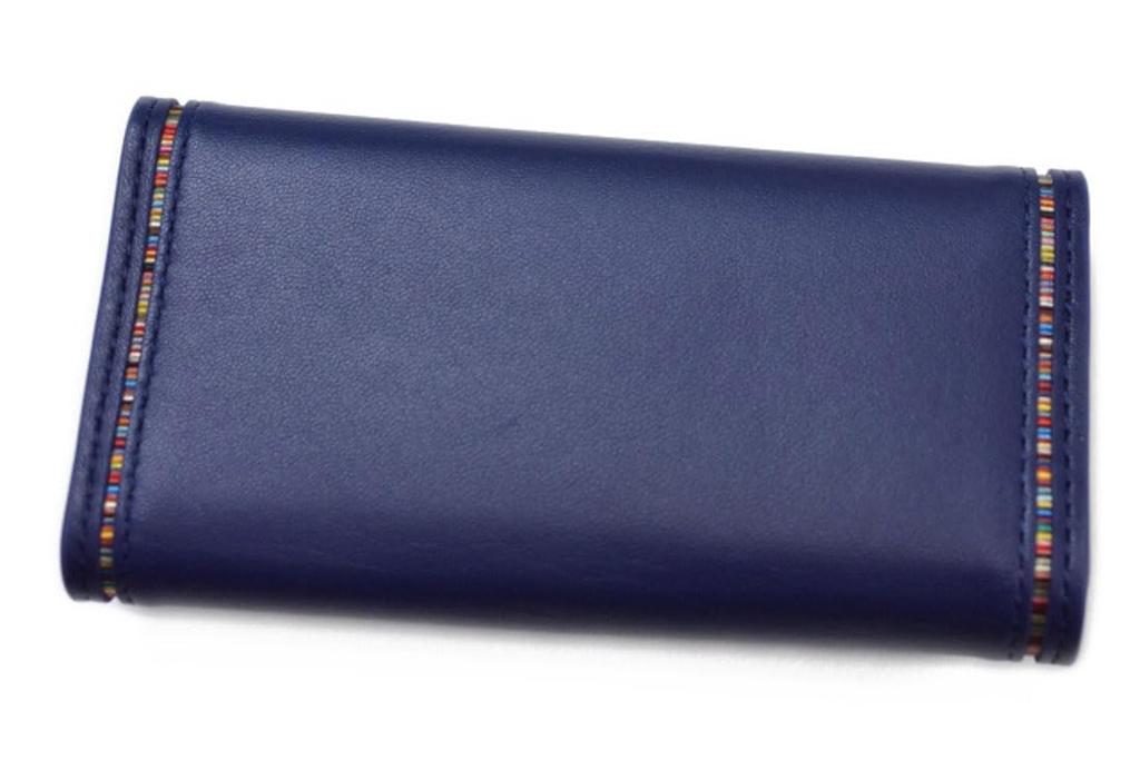 Key Case 4 Rows Brand Stripe Inset Detail Genuine Leather Special Box Included [Paul Smith] Men's (Blue)