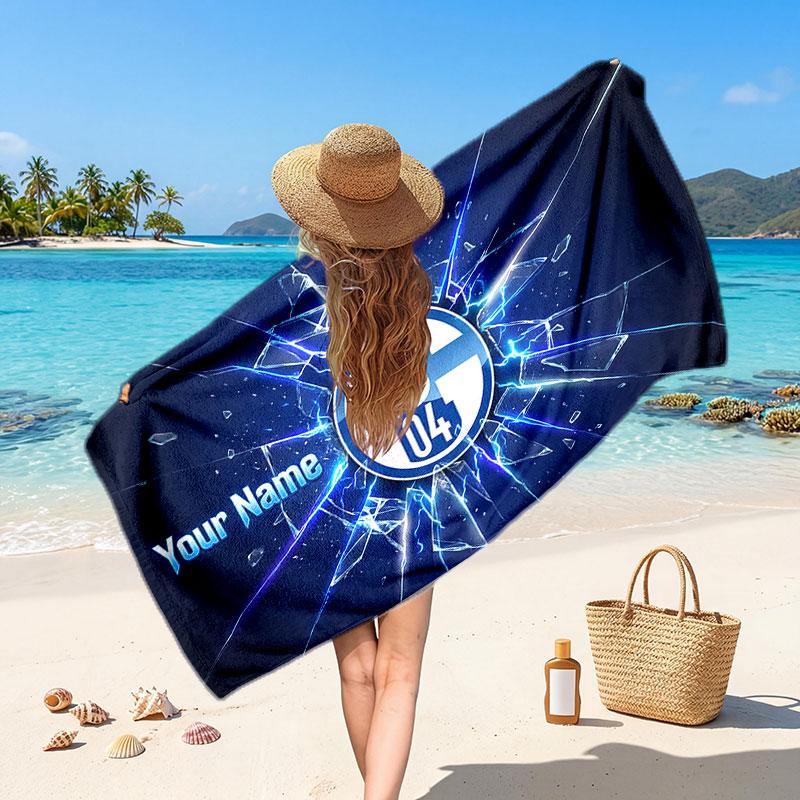 Schalke 04 FC Benutzerdefiniertes Strandtuch, Personalisierter Name Textdruck, Fußballlogo Weiches Schnelltrocknendes Handtuch Urlaubsgeschenk