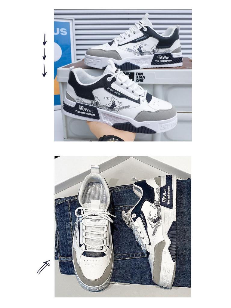 Niche Versatile Height-Increasing White High-Top Sneakers for Men - Trendy Casual Sports Shoes for Spring, Summer, and Autumn.