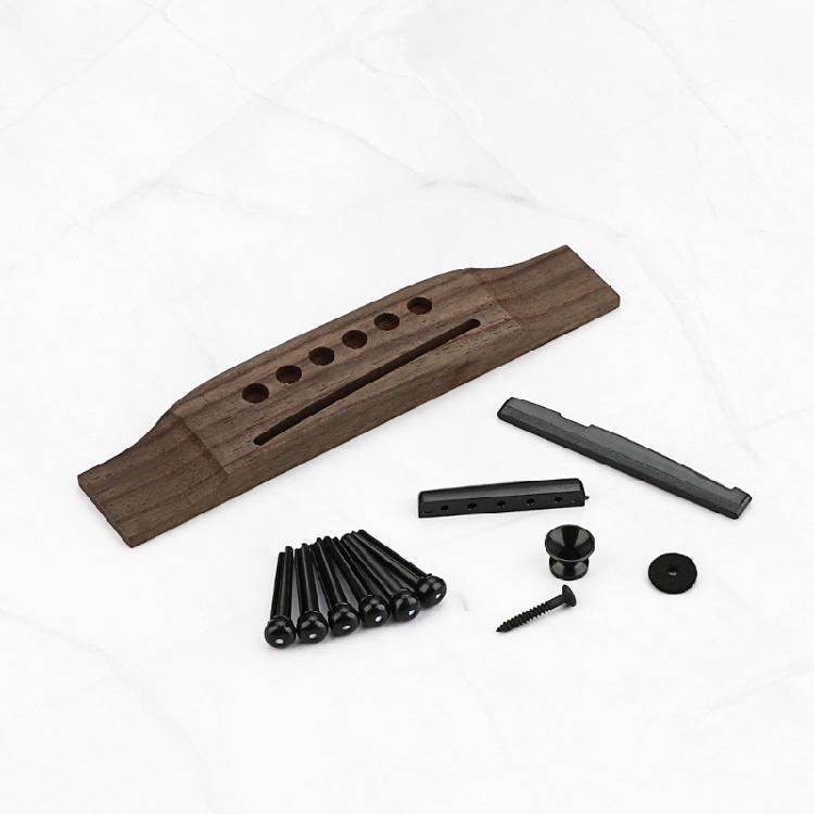Acoustic Guitar Bridge Guitar Saddles Nut Slotted Bridge Pins Rosewood 6 String Folk Guitar Bridge Replacement Part