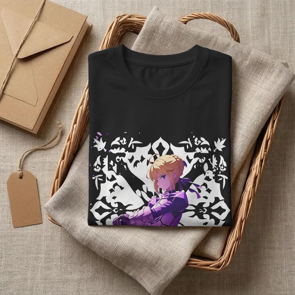Fate Stay Night Saber Alter T Shirts 100 Cotton Vintage TShirts O Neck Tee Shirt Short Sleeve Clothing Gift Idea