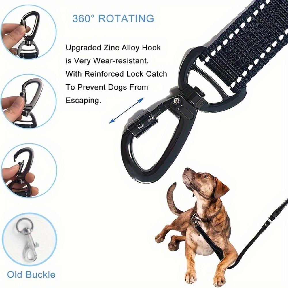 4 In 1 Heavy Duty Bungee Large Dog Leash Padded Handles Reflective Elastic Seat Belt for Training Safe Travel Medium Dog Supply