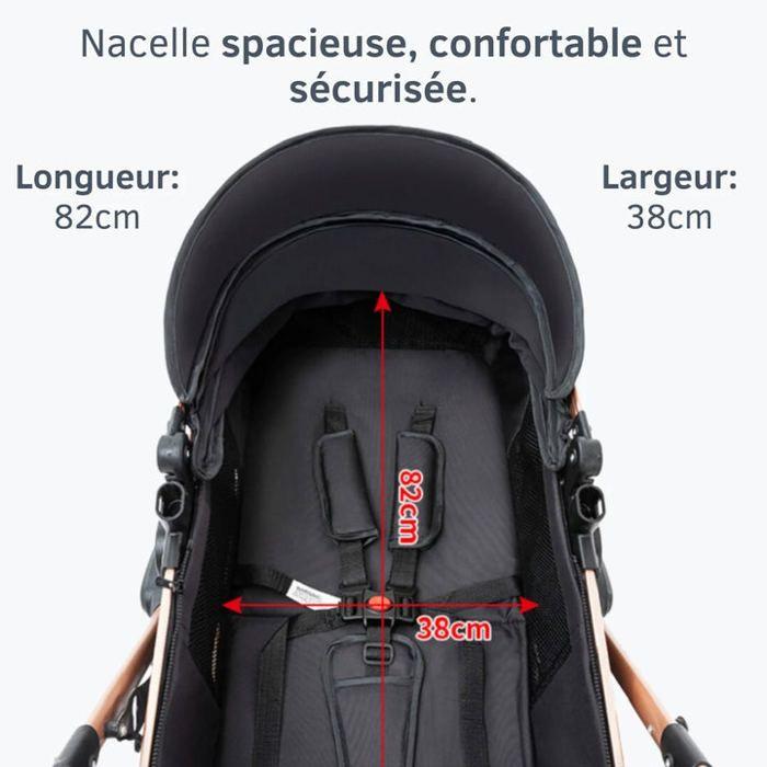 Passeggino 3 in 1 Bambino Combinato Seggiolino Auto Navicella Reversibile Regolabile Alta Qualità Ruote Antiforatura Manico rosso.Bazarland30