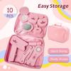 Simulation Cosmetics Set Toy Wooden Pretend Play Toy Kids Hair Beauty Makeup Set With Lipstick Nail Paint Travel Gift For Girls