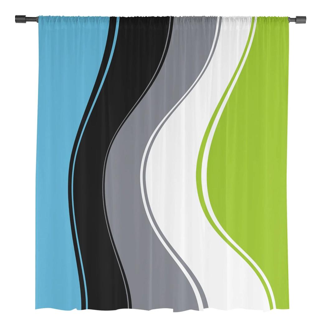 Abstraktní geometrický vzor Průsvitné závěsy do obývacího pokoje Ložnice Domácí Hotel Káva Dekor Šifon Tylové závěsy