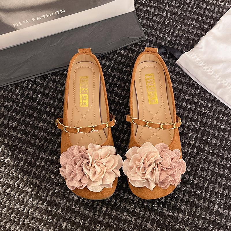 Fashion Aphixta Big Flowers Woman Flats Metal Chain Women Loafers Suede Soft Woman Casual Shoes for Women Ladies Shoes zapatos mujer