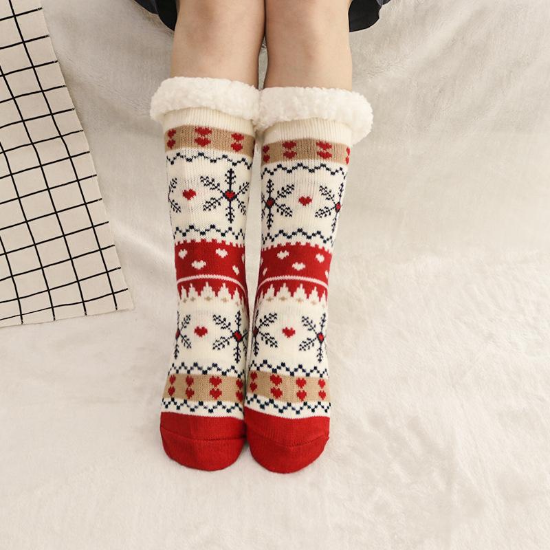 Winter Home Warme Socken Damen Thermo Warme Bodensocken Plüsch Weiche rutschfeste Bodenpantoffeln Kurze Socken Flauschige Hirsch Elch Bär Weihnachten Flauschige Socken Neues Geschenk