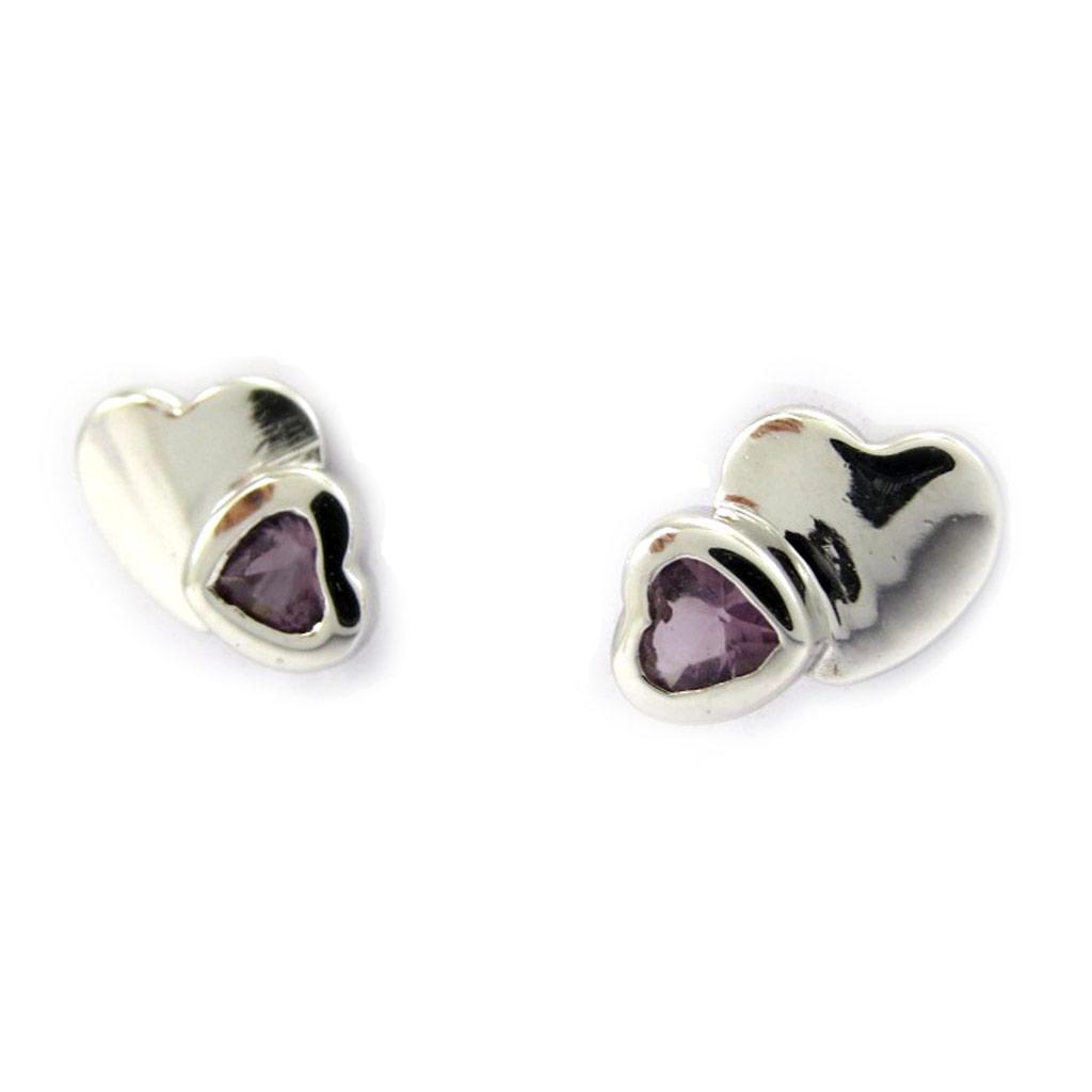 Altesse [G6920] - Boucles Argent 'Love Sweet Love' violet