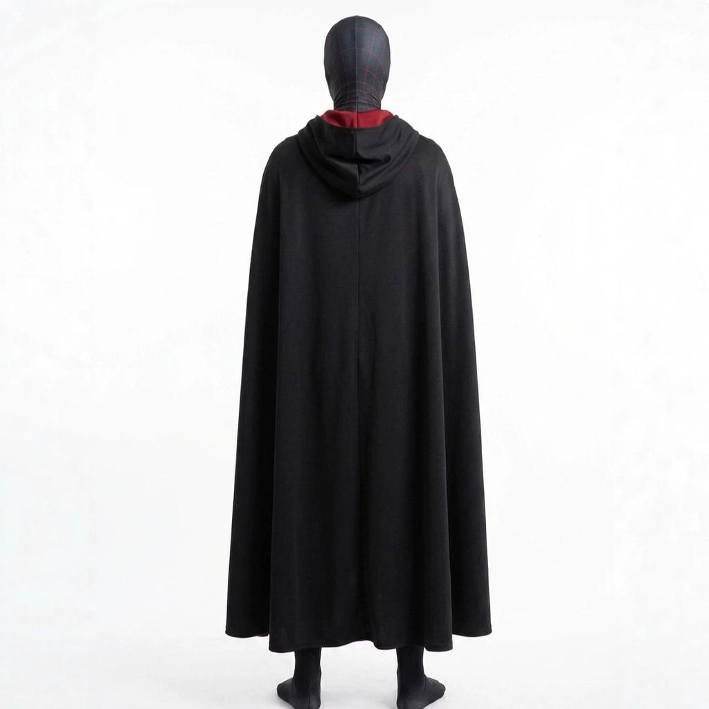 Miles cos Black and red Spider-Man symbiote Venom cloak, complete Halloween costume, tight-fitting bodysuit