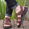Sandals Men's Fashion New Leather Sandals Outdoor Non Slip Thick Soled Roman Leather Sandals Men Beach Shoes