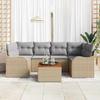 Garden Sofa Set with Cushions 7 Pcs Beige Poly Rattan