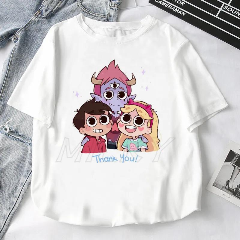 Fashion Retro Star Vs. The Forces of Evil Cartoon Anime T-shirt Summer Short Sleeve Women T Shirts 2025 Couple Tee Tops Clothes