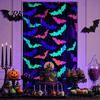 Bat Pattern Foil Curtains Halloween Fringe Curtain, Glow-in-the-dark Tinsel Backdrop, Self-adhesive Fluorescent Metallic Door Curtain Decoration